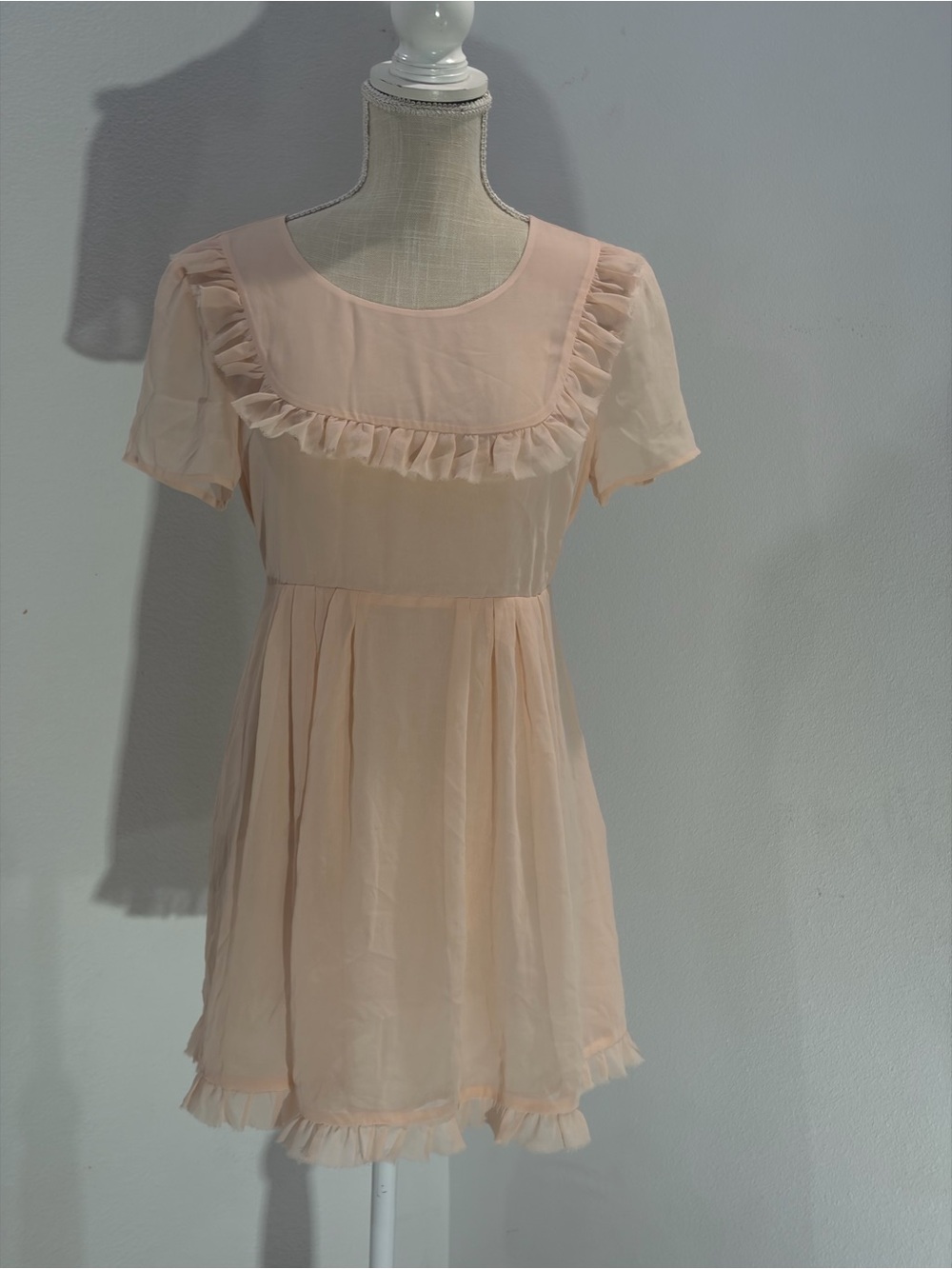 Love Courtney Nasty Gal Pale Pink Ruffle Yoke Chiffon Dress